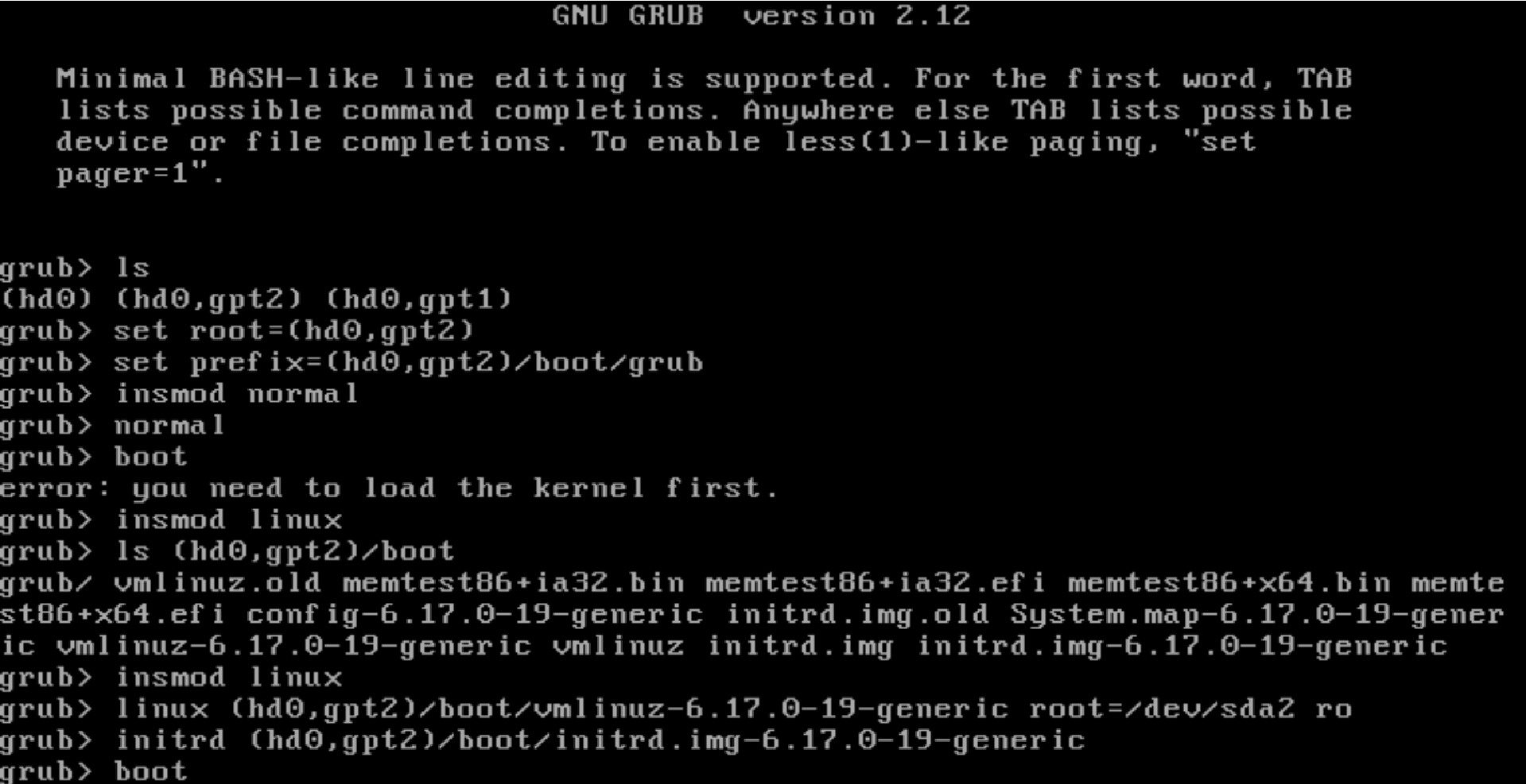 GRUB shell