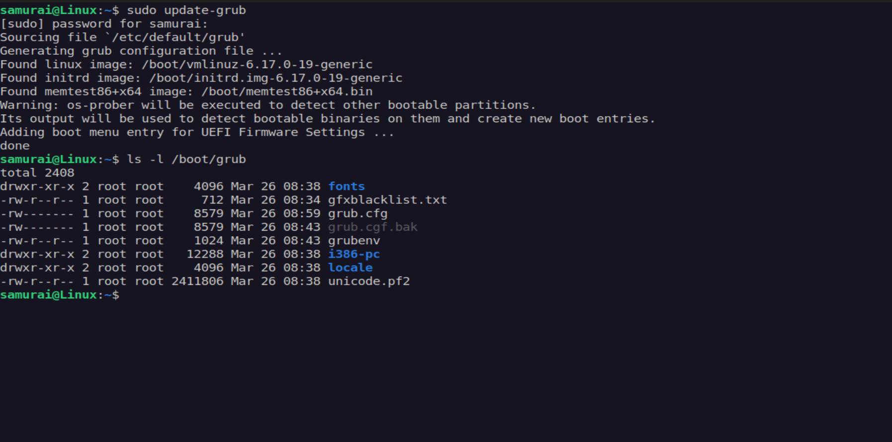 GRUB conf file